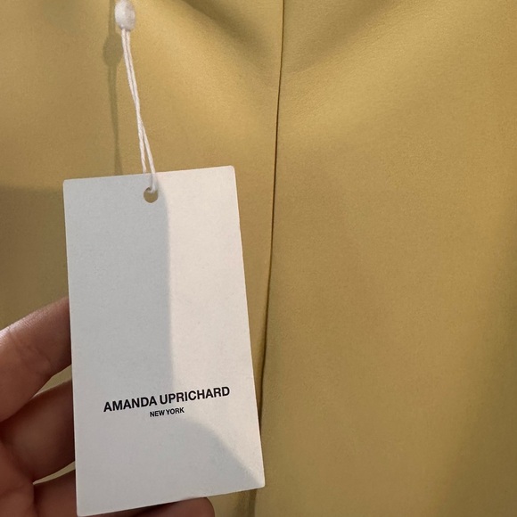 Amanda Uprichard Sorvette Pale Yellow V-Neck Sleeveless Midi Dress - Picture 7 of 7